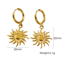 1 Pair Streetwear Sun Plating 304 Stainless Steel 14K Gold Plated Drop Earrings sku image 4