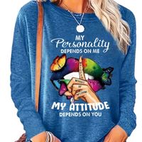 Women's T-shirt Long Sleeve T-shirts Streetwear Printing Letter main image 5