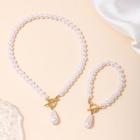 Elegant Simple Style Pearl Alloy Plastic Zinc Women's Jewelry Set sku image 1