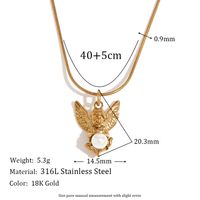 Ig Style Vintage Style Angel Stainless Steel Plating Inlay Artificial Pearls 18k Gold Plated Earrings Necklace sku image 1