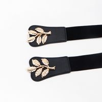 Ig Style Elegant Leaf Pu Leather Inlay Acrylic Women's Woven Belts main image 3