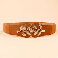 Ig Style Elegant Leaf Pu Leather Inlay Acrylic Women's Woven Belts main image 6