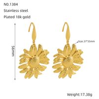 1 Piece Cute Wedding Bridal Flower Plating Inlay Stainless Steel Artificial Pearls 18K Gold Plated Drop Earrings sku image 6