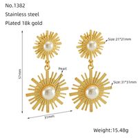 1 Piece Cute Wedding Bridal Flower Plating Inlay Stainless Steel Artificial Pearls 18K Gold Plated Drop Earrings sku image 7