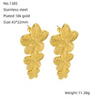 1 Piece Cute Wedding Bridal Flower Plating Inlay Stainless Steel Artificial Pearls 18K Gold Plated Drop Earrings sku image 4
