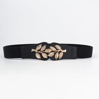 Ig Style Elegant Leaf Pu Leather Inlay Acrylic Women's Woven Belts sku image 4