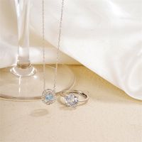 Simple Style Geometric Copper Plating Inlay Zircon Silver Plated Rings Necklace main image 1