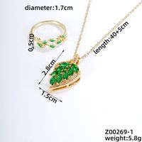 Copper Gold Plated Casual Simple Style Inlay Leaves Zircon Jewelry Set main image 3