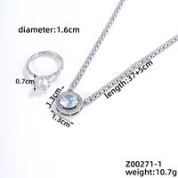 Simple Style Shiny Round Copper Plating Inlay Zircon Silver Plated Rings Necklace sku image 1