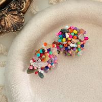 1 Pair Ethnic Style Bohemian Geometric Beaded Plating Stainless Steel Gravel Seed Bead Gold Plated Ear Studs main image 3