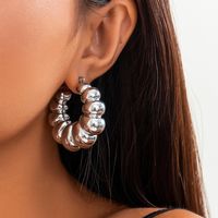 1 Pair Retro French Style Simple Style Round Irregular Three-dimensional Thick Ccb Earrings main image 3