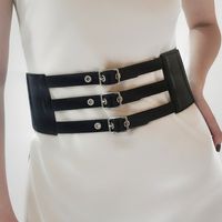 Ig Style Retro Geometric Pu Leather Alloy Elastic Band Women's Corset Belts main image 1