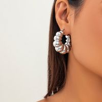 1 Pair Retro French Style Simple Style Round Irregular Three-dimensional Thick Ccb Earrings sku image 1