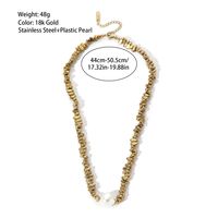 Wholesale Jewelry Simple Style Pearl 201 Stainless Steel Plastic Pearl Irregular Beaded Plating Pendant Necklace sku image 1
