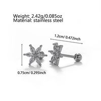 1 Pair Simple Style Solid Color Fish Tail Plating Inlay Stainless Steel Zircon Ear Studs main image 2