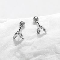 1 Pair Simple Style Solid Color Fish Tail Plating Inlay Stainless Steel Zircon Ear Studs sku image 3