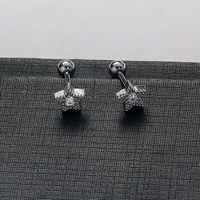 1 Pair Simple Style Solid Color Fish Tail Plating Inlay Stainless Steel Zircon Ear Studs sku image 1