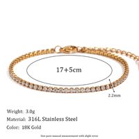 Basic Simple Style Classic Style Solid Color Stainless Steel Plating Inlay Rhinestones 18k Gold Plated Tennis Bracelet sku image 3
