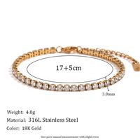 Basic Simple Style Classic Style Solid Color Stainless Steel Plating Inlay Rhinestones 18k Gold Plated Tennis Bracelet sku image 5