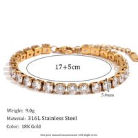 Basic Simple Style Classic Style Solid Color Stainless Steel Plating Inlay Rhinestones 18k Gold Plated Tennis Bracelet sku image 8