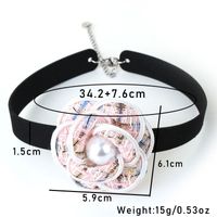Romantic Sweet Flower Stainless Steel Cloth Inlay Artificial Pearls Women's Choker main image 2