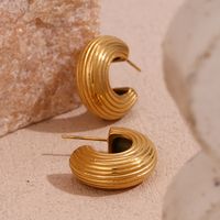 1 Pair Vintage Style Simple Style Classic Style C Shape Plating Stainless Steel 18k Gold Plated Ear Studs main image 1