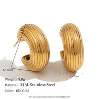 1 Pair Vintage Style Simple Style Classic Style C Shape Plating Stainless Steel 18k Gold Plated Ear Studs sku image 1