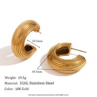 1 Pair Vintage Style Simple Style Classic Style Stripe Plating Stainless Steel 18k Gold Plated Ear Studs main image 2