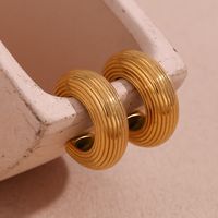 1 Pair Vintage Style Simple Style Classic Style Stripe Plating Stainless Steel 18k Gold Plated Ear Studs main image 4