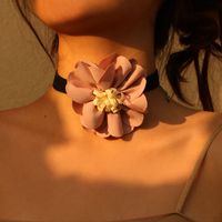 Romantic Sweet Flower Stainless Steel Cloth Velvet Handmade Women's Choker sku image 3