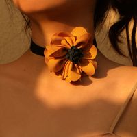 Romantic Sweet Flower Stainless Steel Cloth Velvet Handmade Women's Choker main image 4