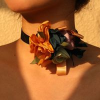 Romantic Sweet Flower Stainless Steel Cloth Velvet Handmade Women's Choker main image 3