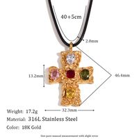 Vintage Style Classic Style Cross Stainless Steel Plating Inlay Artificial Gemstones 18k Gold Plated Pendant Necklace sku image 1