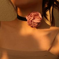 Romantic Sweet Flower Stainless Steel Cloth Velvet Handmade Women's Choker sku image 2