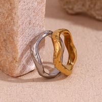 Basic Simple Style Classic Style Waves Stainless Steel Plating 18k Gold Plated Rings main image 3