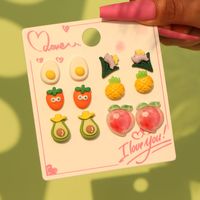 1 Set Cute Sweet Flower Watermelon Arylic Resin Ear Studs sku image 3