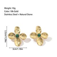 1 Pair Ig Style Flower Plating Inlay Titanium Steel Natural Stone 18k Gold Plated Ear Studs main image 2