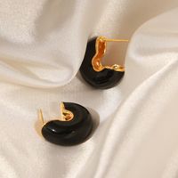 1 Pair Vintage Style British Style C Shape Enamel Plating Copper 18k Gold Plated Ear Studs main image 6