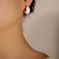 1 Pair Vintage Style British Style C Shape Enamel Plating Copper 18k Gold Plated Ear Studs main image 9