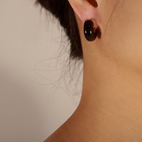 1 Pair Vintage Style British Style C Shape Enamel Plating Copper 18k Gold Plated Ear Studs main image 7