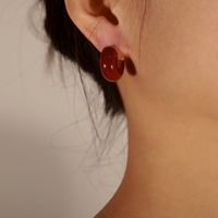 1 Pair Vintage Style British Style C Shape Enamel Plating Copper 18k Gold Plated Ear Studs main image 8