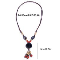 Retro Ethnic Style Geometric Ceramics Beaded Tassel Braid Women's Long Necklace main image 2