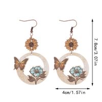 1 Pair Vintage Style Flower Bee Butterfly Wood Drop Earrings sku image 1