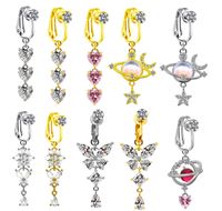 1 Piece Belly Rings Sexy Heart Shape Butterfly Planet 316 Stainless Steel  Alloy Plating Inlay Acrylic Rhinestones Glass White Gold Plated Gold Plated main image 1