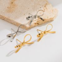 1 Pair Vintage Style Simple Style Bow Knot Plating Stainless Steel 18k Gold Plated Ear Studs main image 1