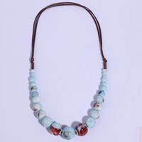 Retro Ethnic Style Bohemian Geometric Ceramics Beaded Knitting Women's Sweater Chain sku image 1