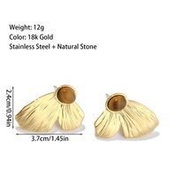1 Pair Simple Style Butterfly Plating Titanium Steel Natural Stone 18k Gold Plated Ear Studs main image 2