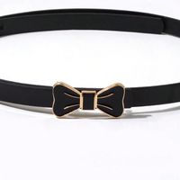 Cute Simple Style Bow Knot Pu Leather Synthetic Resin Buckle Women's Leather Belts main image 3