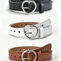 Simple Style Heart Shape Pu Leather Synthetic Resin Buckle Women's Leather Belts main image 4