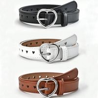 Simple Style Heart Shape Pu Leather Synthetic Resin Buckle Women's Leather Belts sku image 1